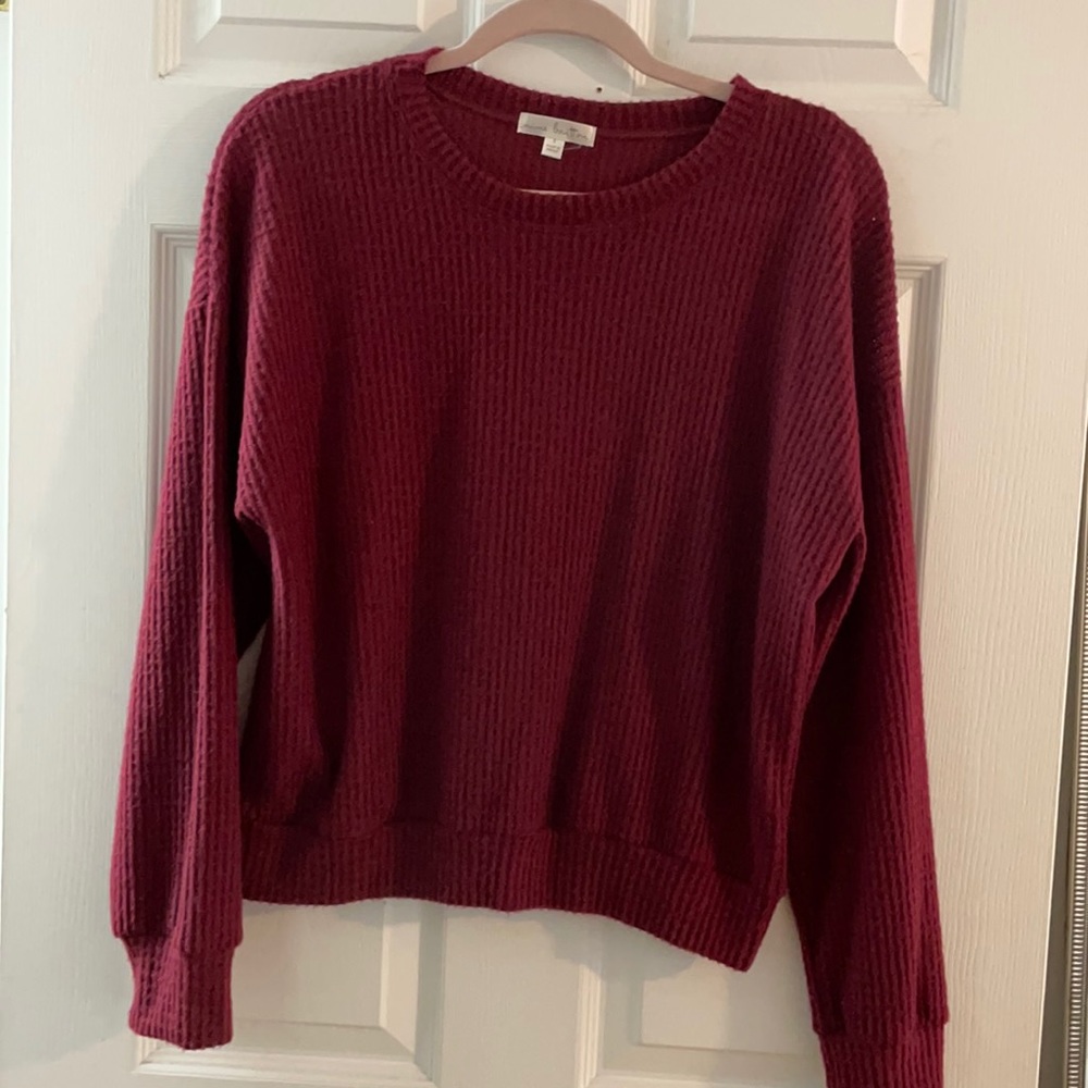 Madtoms waffle knit top, burgundy